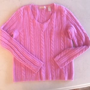 Kate Hill cable knit, v neck  lambs wool blend